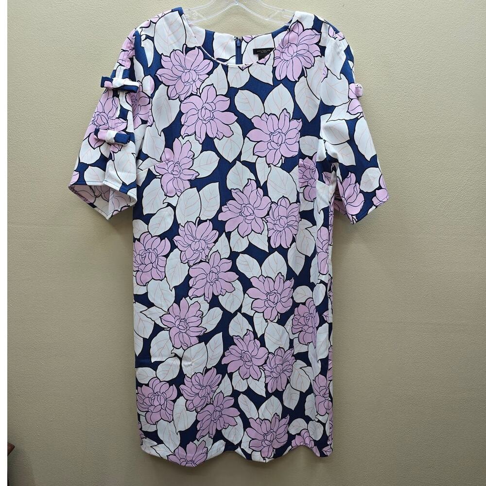 Ann Taylor Factory Floral Shift Mini Dress Summer Spring Break Blue Pink SZ 10